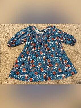 Rock Your Kid Floral Dress Red White Blue Girls Size 4 Summer Patriotic